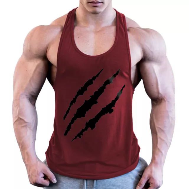 MEN'S WORKOUT TANK Tops Gym Muscle Tee Bodybuilding Fitness Sleeveless ...