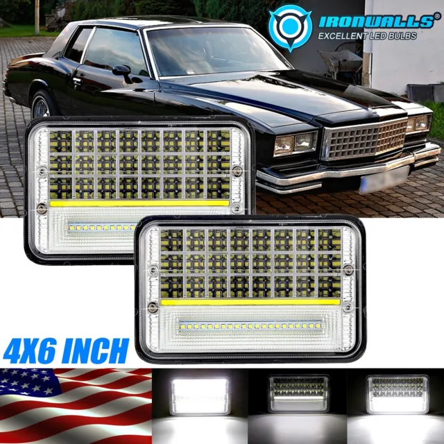 4x6" Inch LED Headlights Hi-Lo DRL For Chevrolet Camaro Iroc-Z Z28 1982-1992