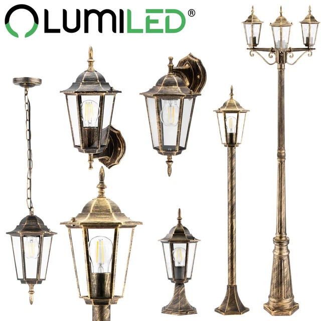 L-Design 3er Set Standleuchte Außen Edelstahl, E27 Fassung, Silber, 64