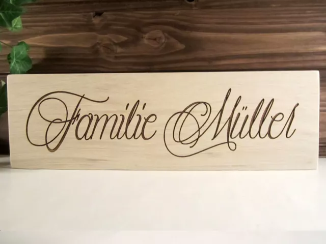 persönliche Gravur - Ihr Name - Familie - Holz Dekoschild mit Wunschgravur - NEU