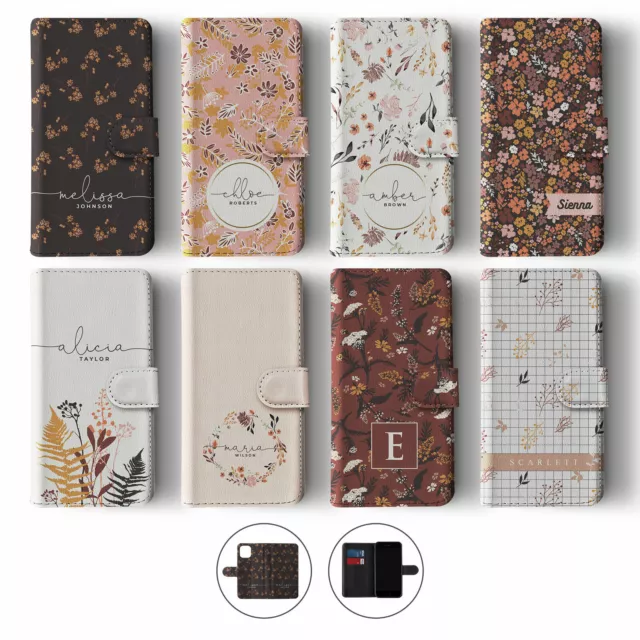 Tirita personalisierte Geldbörse Flip Case für iPhone 14 13 12 8 Herbstblumen Natur