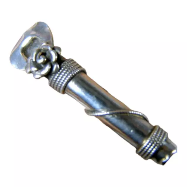 Vintage American Sterling Silver Rose Tussie Mussie Posy Holder Pin Brooch