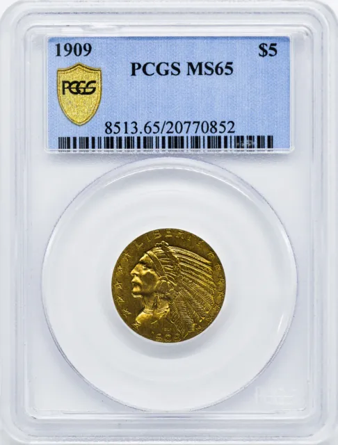 1909 Indian Head $5 Pcgs Ms 65