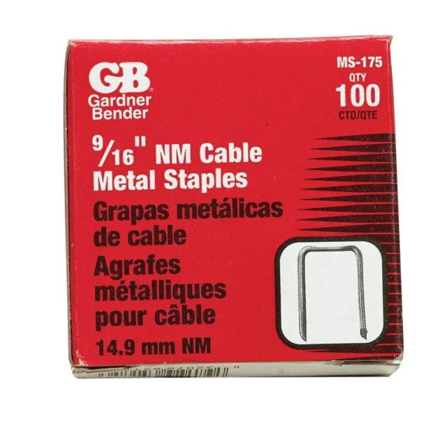 Gardner Bender 9/16" W x 1-1/8" L Steel Insulated Cable Metal Staples 100 pk