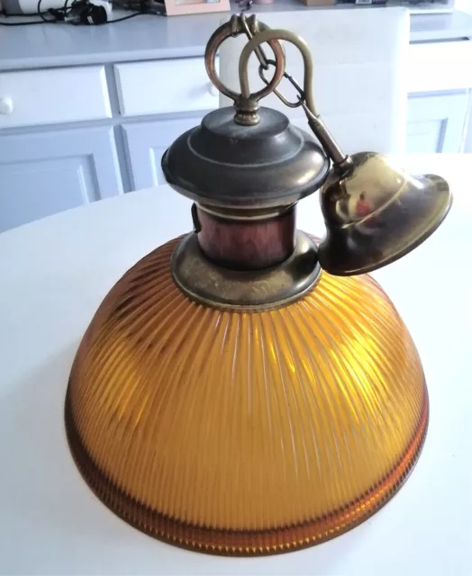 Lustre suspension en verre marron + laiton Virginia Beach de LUCE PIU, Italy