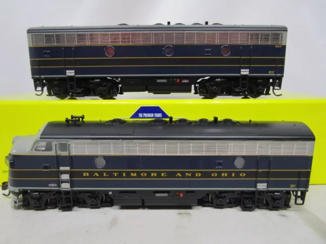 Juego de locomotora diésel Athearn Genesis HO escala B&O Baltimore Ohio EMD F7 AB NUEVO DE LOTE ANTIGUO