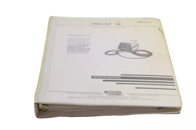 Lincoln Svm140-A Service Manual. Pro-Cut 55, Code 10473 & 10474, November 1998