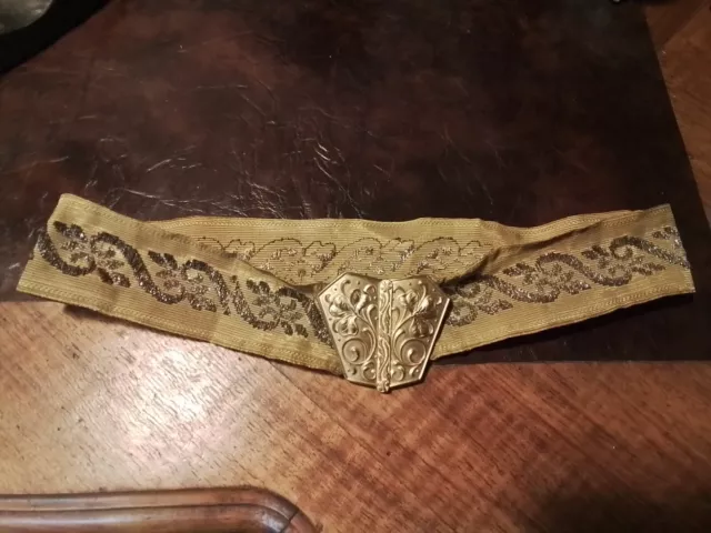 Victorian Art  Nouveau Ladys Belt Buckle With Belt Vintage Collectable