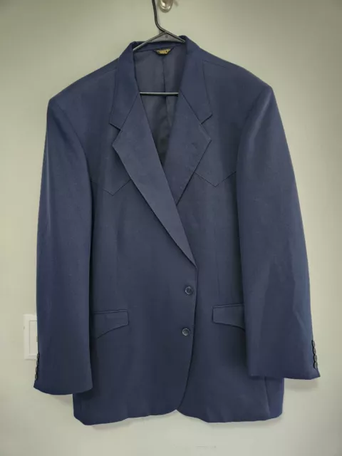 VINTAGE NAVY BLUE FARAH WESTERN WEAR SPORT COAT sz 50L blazer / suit ...