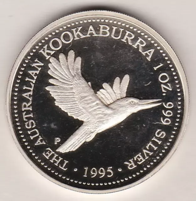 1995 P Australia Silver Proof One Ounce Kookaburra Coin In Near Mint Condition.