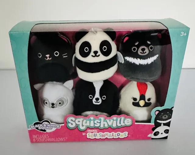 Squishville Squishmallows Black and White Squad 6 Pack 2 Inch Mini Plush