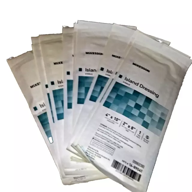 Lot Of 10 McKesson 16-89041 Island Dressing 4" x 10" , 2" x 8" Island Pad