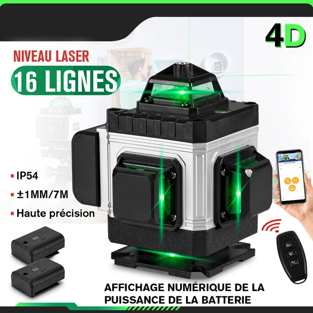 Niveau Laser 4D 16 Lignes Vert - Autonivelant 360° - Pour Chantier Pro