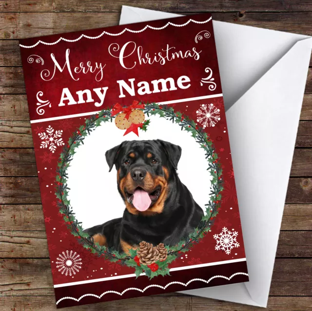 Rottweiler Dog Traditional Animal Personalised Christmas Card 2