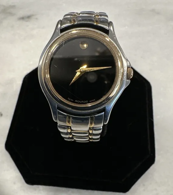 Movado Museum Swiss Stainless Steel Two Tone Watch 81-E4-0823 TESTED - NEW BATT