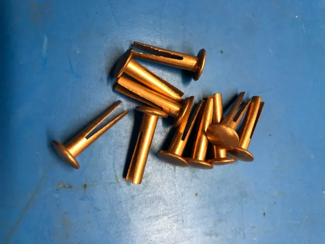 VINTAGE Unbranded COPPER RIVETS 10 PCS REPURPOSE for STEAMPUNK Bifurcated