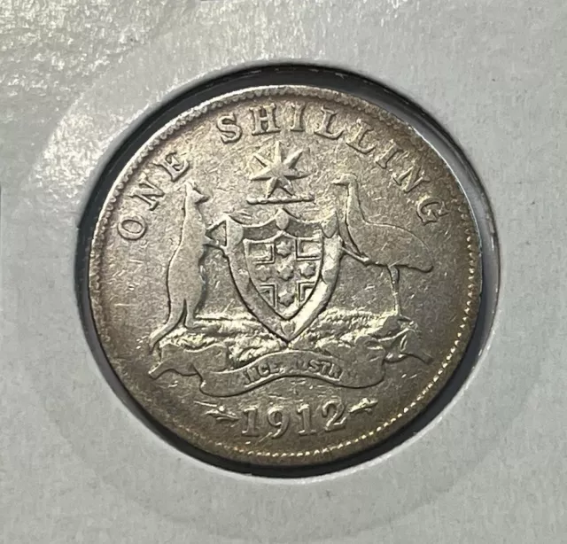 1912 Shilling Coin - Very Good - George V Silver Predecimal Scarce Date