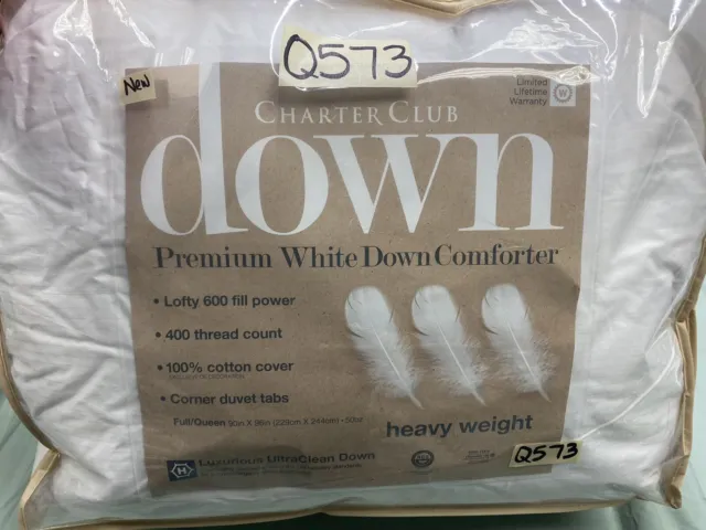 Charter Club Premium White Down Full / Queen Comforter Heavy Weight New