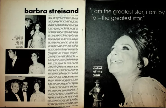 1969 Barbra Streisand Funny Girl - 2-Page Vintage Hollywood Gossip Article