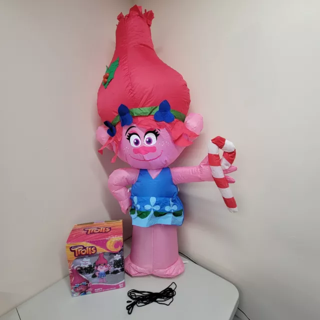 Gemmy Trolls Poppy LED 3.5' Airblown Inflatable Dreamworks Candy cane Christmas