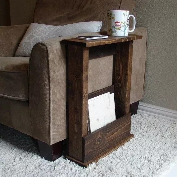 Solid Wood Narrow Side Table with Storage - Various Sizes & Colours Available