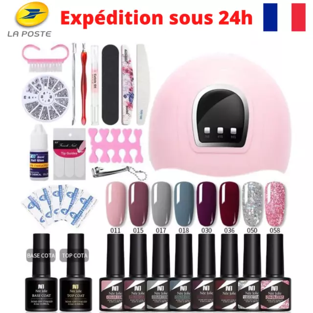 Kit Vernis Semi Permanent Gel 36 W Lampe UV/LED 28 Durable et Sécurisé