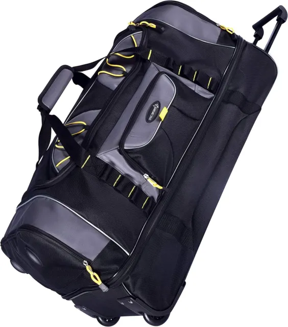 Upright Rolling Duffel Bag, Black/Gray, 30-Inch Suitcase Spinner Bag Wheeled Lug