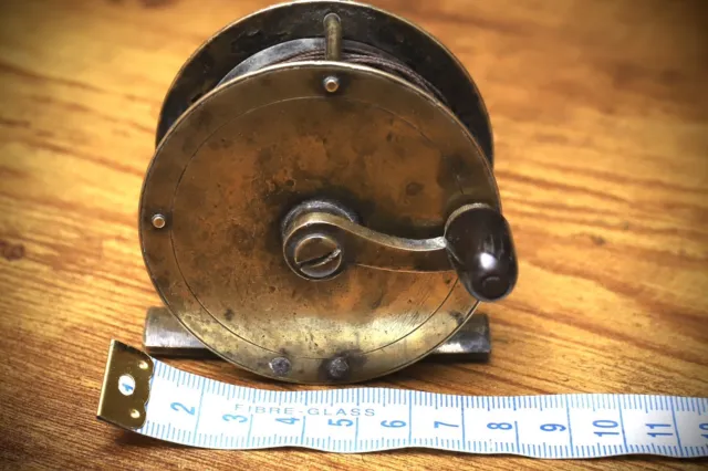 Macleay Inverness 3-1/2 antique brass fishing reel + salmon fly  paperweight