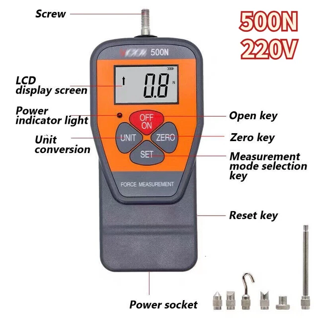 PUSH-PULL FORCE GAUGE Test Stand Machine 500N Tester Digital LCD ...