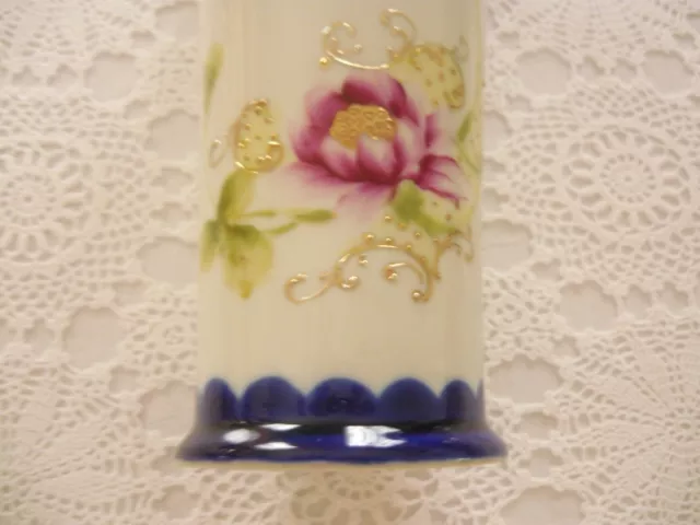 1920'S Hand Painted Japanese Porcelain Vase Colbalt Blue Floral Nippon ? 31Cm 3