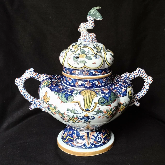 IMPOSANT POT POURRI EN FAIENCE DE SAMSON PARIS FIN 19ème SIECLE