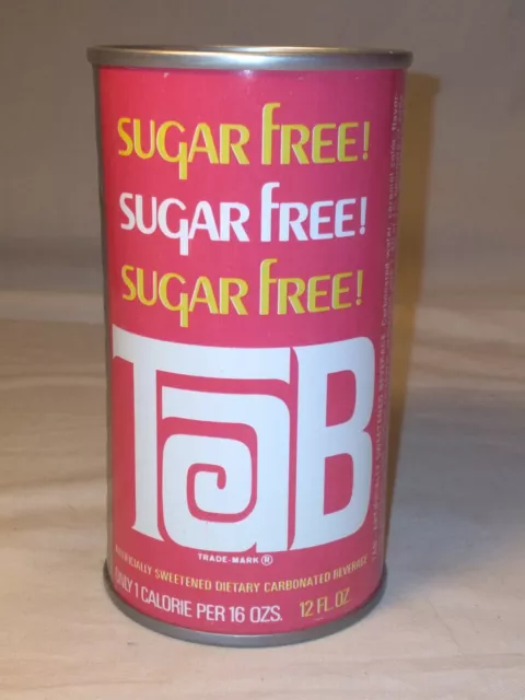 TAB Sugar Free Soda Pop Can Steel Pull Top 12 Oz Coca Cola 1973