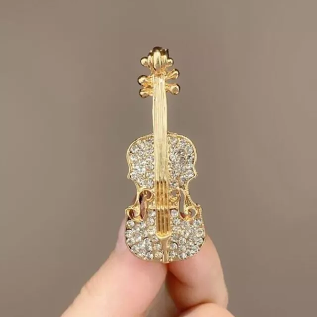 Fashion Violin Rhinestone Shiny Brooch For Women Clothing Accessories Jewelry