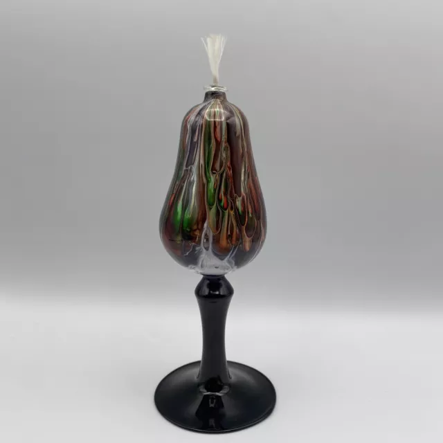 New Exquisite Hand Blown Art Glass Multicolor Torchiere Oil Lamp Candle 7.5”