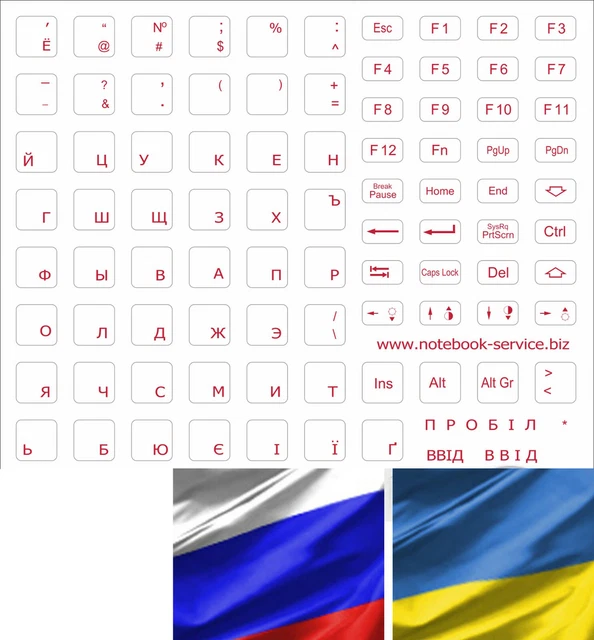 Autocollants Transparents Pour Clavier Russe - Taille 5x6 Mm, Différentes Couleurs, Universels