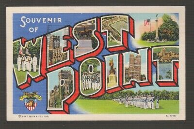 [72588] WWII ERA (1943) LARGE LETTER POSTCARD SOUVENIR of WEST POINT, NEW YORK