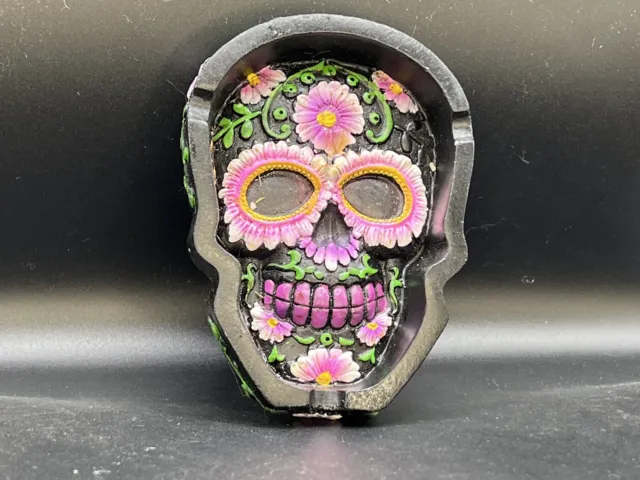 Day Of The Dead Resin Ashtray 4" Tall