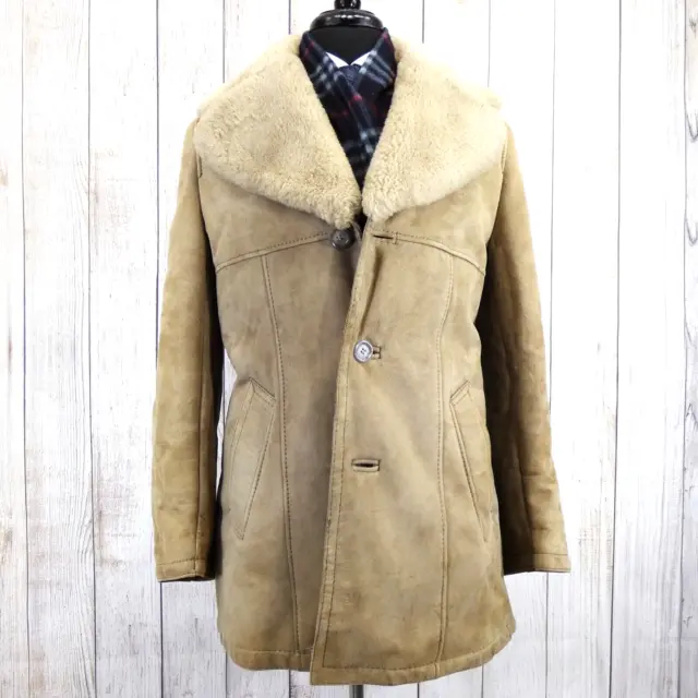 Vintage Genuine Shearling Rancher Mountain Cowboy Coat Jacket Mens 38 Zednik