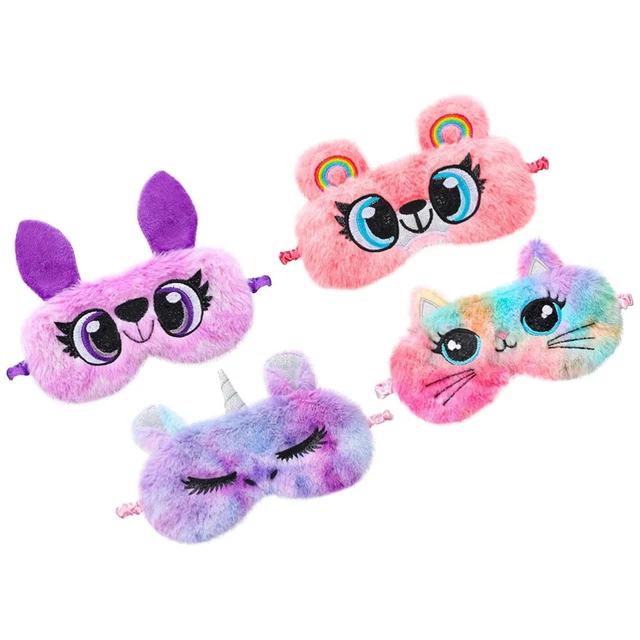 4pcs Plüsch Schlafmaske Reise Blindbund Tier Augen Schlafmaske Kunstpelzabdeckun