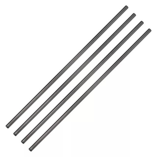 Reusable Metal Straws 4Pcs, Stainless Steel Straight Straw 10.4" Long - Black