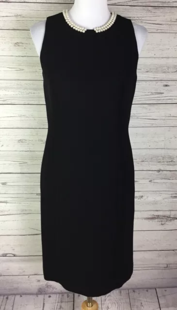 Donna Morgan Women’s Black Sleeveless Pearl Neck Lined Sheath Dress Size 6