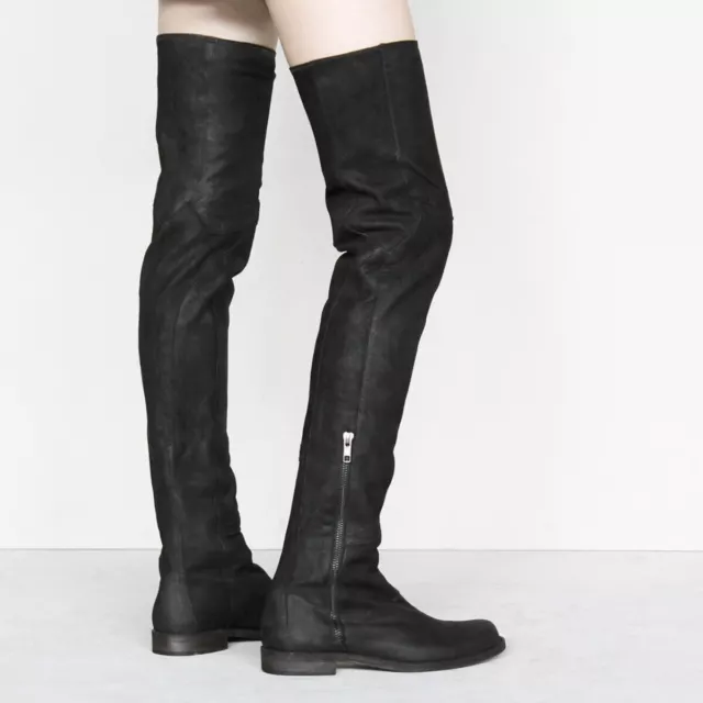 LD TUTTLE 39 Black Goatskin Leather The Shaper Over the Knee Boots 8.5