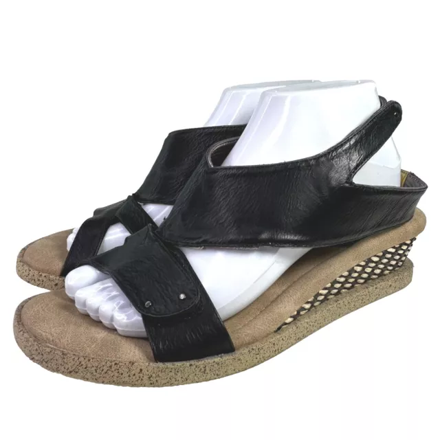 Modzori Mila Women's Low Wedge Sandals US 8 Black Two Tone Reversibles Shoes