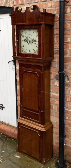 Antique 8 Day Oak & Mahogany Longcase Grandfather Clock 3