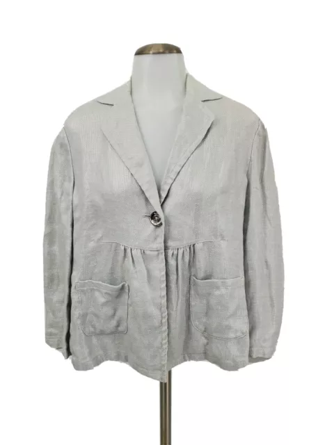 Michael Kors Womens Swing Jacket Blazer 100% Linen Metallic Silver Size 10