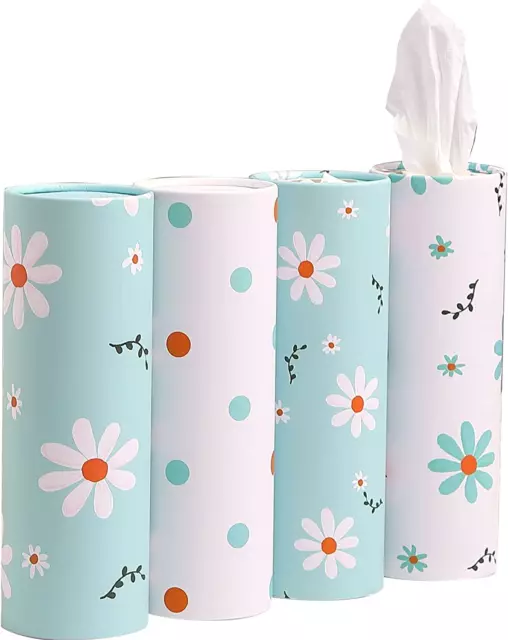 Car Tissue Holder with Facial Tissues Bulk - 4 PK Car Tissues Cylinder, Tissue H