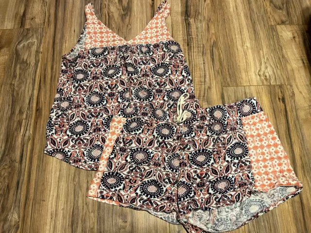 Lucky Brand Large Womens Pajamas 2 piece PJ set Lounge Tank Shorts