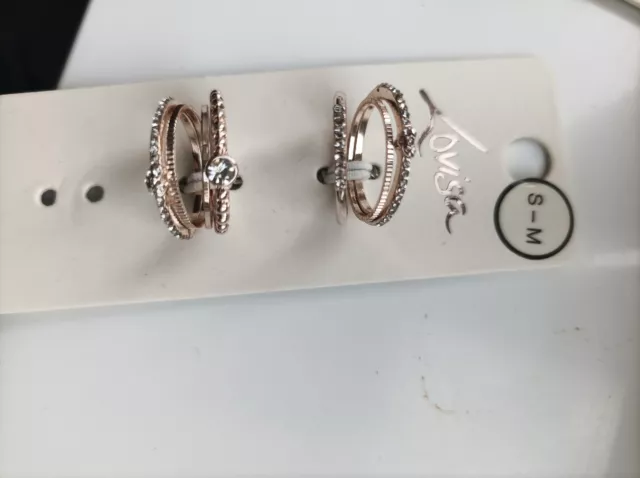 LOVISA 8pc LOT ROSE GOLD/CRYSTAL CELESTIAL RINGS S/M**RARE/NEW!**1 SET  LEFT!!!