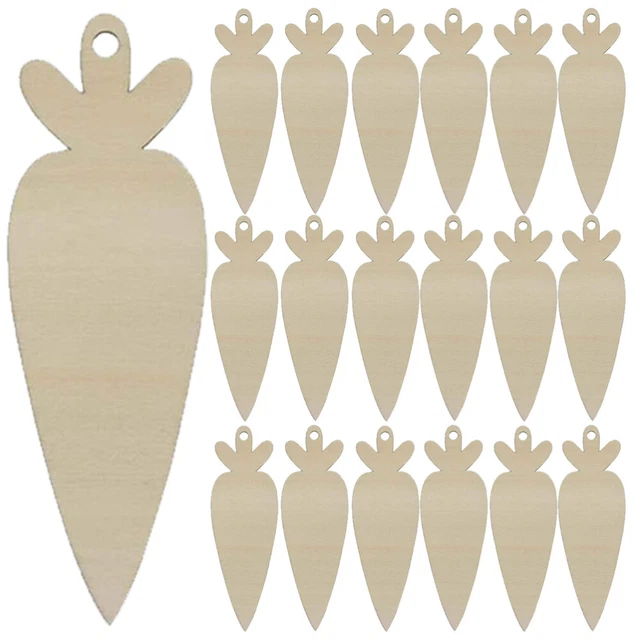 30 piezas adornos de madera sin terminar de Pascua zanahoria en blanco rebanadas de madera artesanal para hazlo tú mismo
