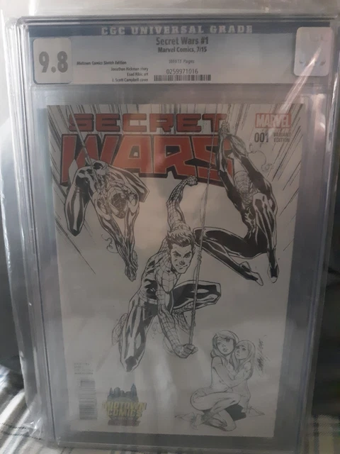 Secret Wars #1 (2015 Marvel Comics) J Scott Campbell Sketch Variant CGC 9.8